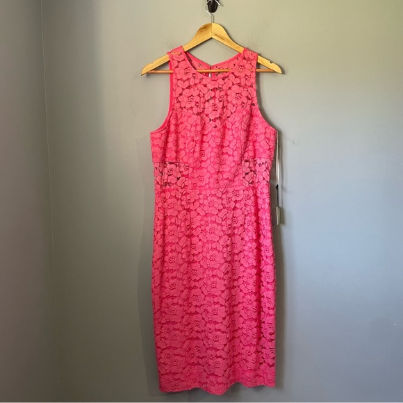 🩷🩷 NWT Trina Turk lace PINK Dress - Parry Sleeveless Lace Sheath SIZE 12 🩷🩷 - Picture 3 of 13